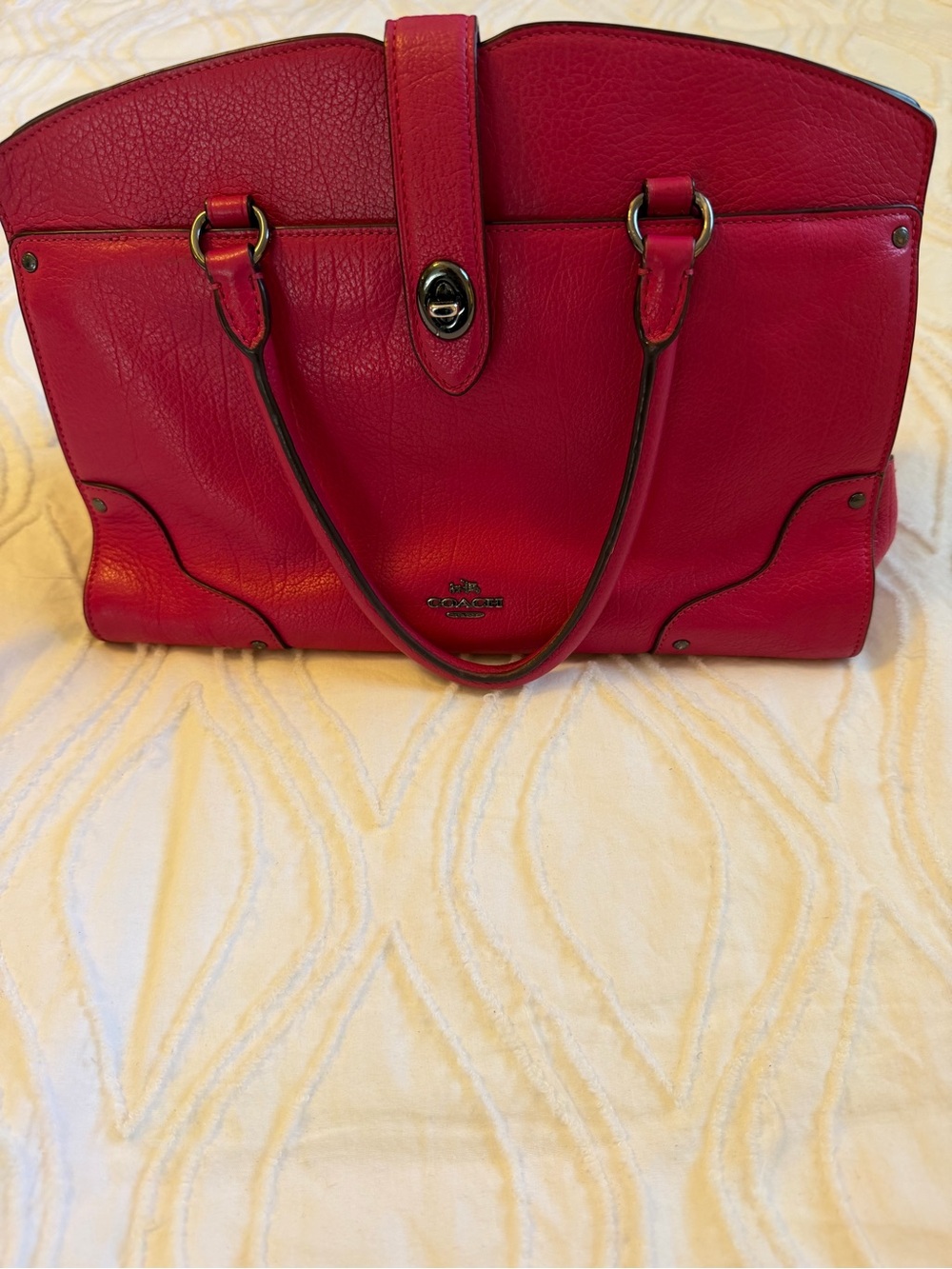 Coach Pink Leather Satchel Bag